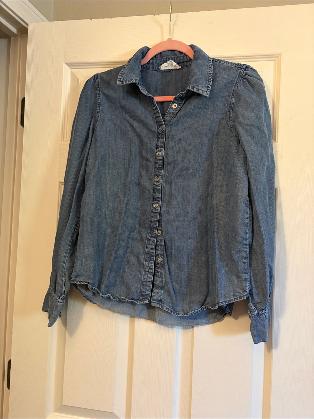 For The Republic Denim Button-Down Shirt in Faded Blue
